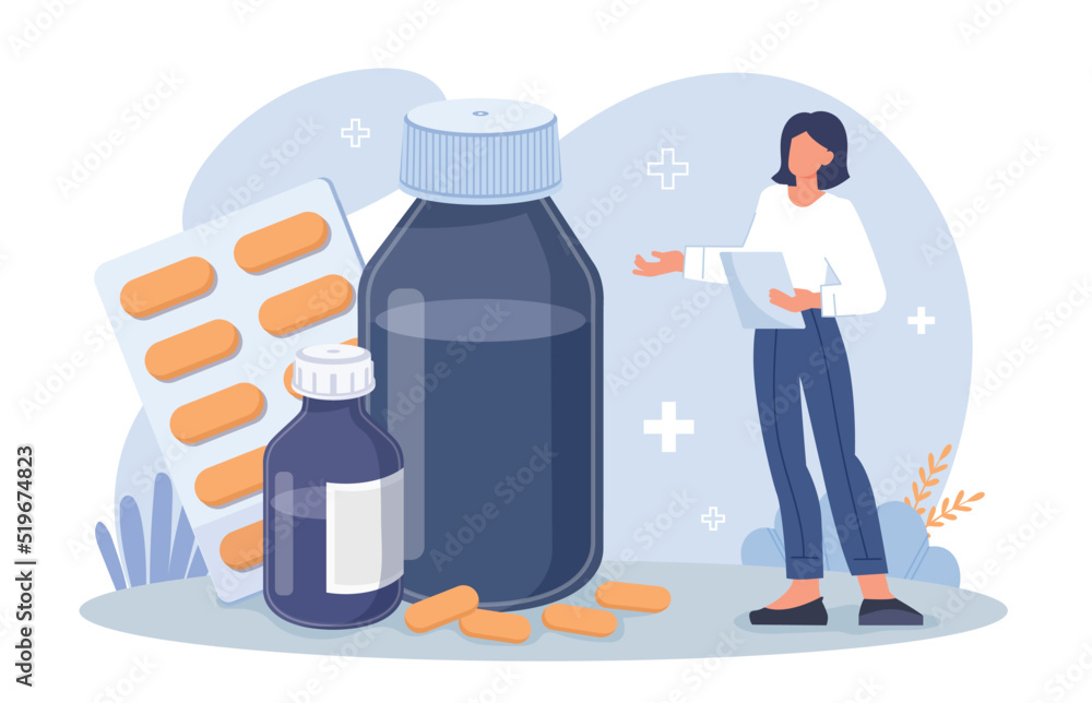 Woman with medicines Woman with medicines