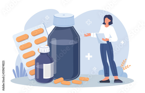 Woman with medicines
