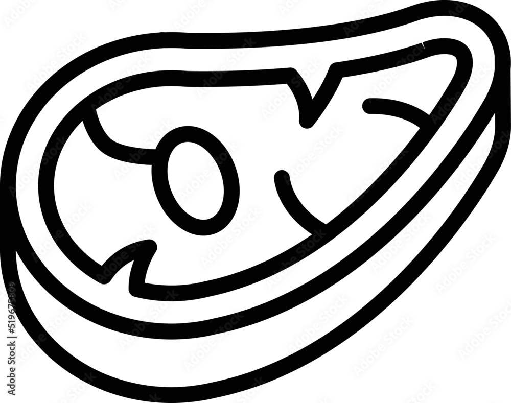 Steak meat icon outline vector. Pork lamb. Raw ham Steak meat icon outline vector. Pork lamb. Raw ham