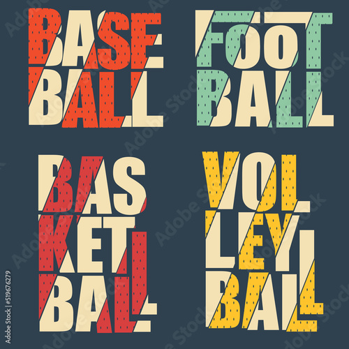 Sport T-shirt Typography set, sport print. vector