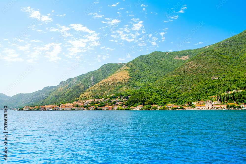 Beautiful summer landscape of the Bay of Kotor coastline - Boka Bay Beautiful summer landscape of the Bay of Kotor coastline - Boka Bay