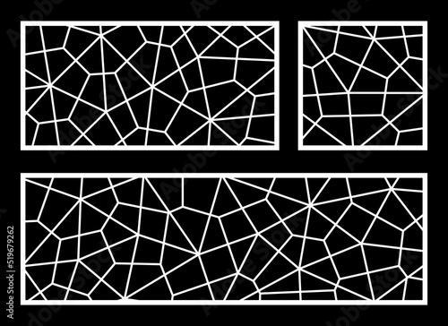 Laser cutting template for decorative panel. Abstract mesh grid pattern. Vector illustration.