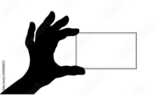 Hand Silhouette mit blanko Karte, 
Vektor Illustration isoliert auf weißem Hintergrund

