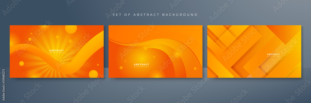 Set of abstract background with orange and yellow gradient color.Abstract background with modern trendy fresh color for presentation design, flyer, social media cover, web banner, tech banner Set of abstract background with orange and yellow gradient color.Abstract background with modern trendy fresh color for presentation design, flyer, social media cover, web banner, tech banner