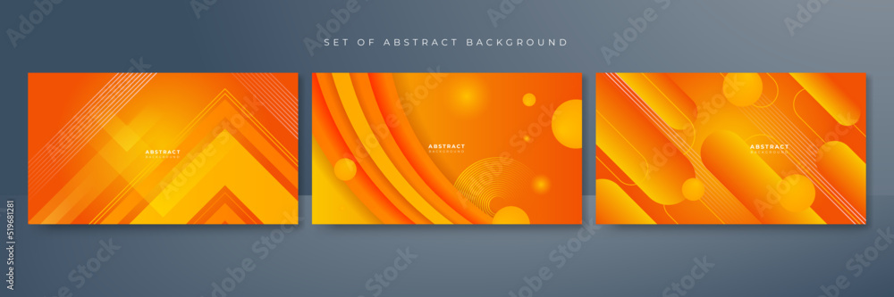 Fototapeta premium Set of abstract background with orange and yellow gradient color.Abstract background with modern trendy fresh color for presentation design, flyer, social media cover, web banner, tech banner
