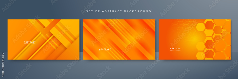 Set of abstract background with orange and yellow gradient color.Abstract background with modern trendy fresh color for presentation design, flyer, social media cover, web banner, tech banner Set of abstract background with orange and yellow gradient color.Abstract background with modern trendy fresh color for presentation design, flyer, social media cover, web banner, tech banner