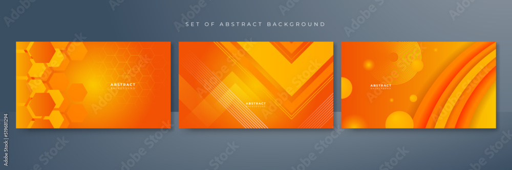 Set of abstract background with orange and yellow gradient color.Abstract background with modern trendy fresh color for presentation design, flyer, social media cover, web banner, tech banner Set of abstract background with orange and yellow gradient color.Abstract background with modern trendy fresh color for presentation design, flyer, social media cover, web banner, tech banner