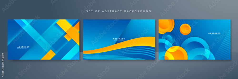 Set of blue and yellow abstract background