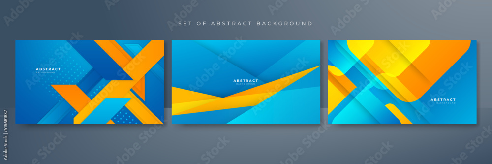 Set of blue and yellow abstract background
