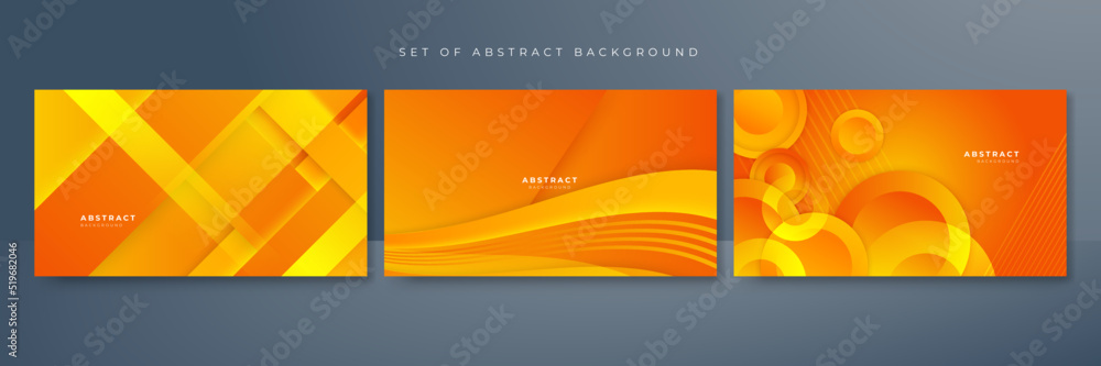 Set of abstract colorful orange and yellow background. Abstract background with modern trendy fresh color for presentation design, flyer, social media cover, web banner, tech banner