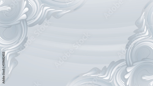 Abstract swirled gray wings bordered background.