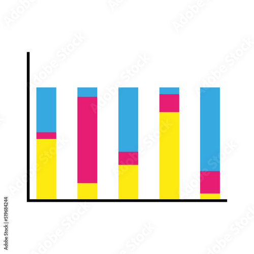 Color graphics columns. Presentation template. Chart concept. Data information infographic. Vector illustration. stock image. 