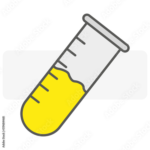 Cartoon test tube yellow for medical design. Vector illustration. stock image.