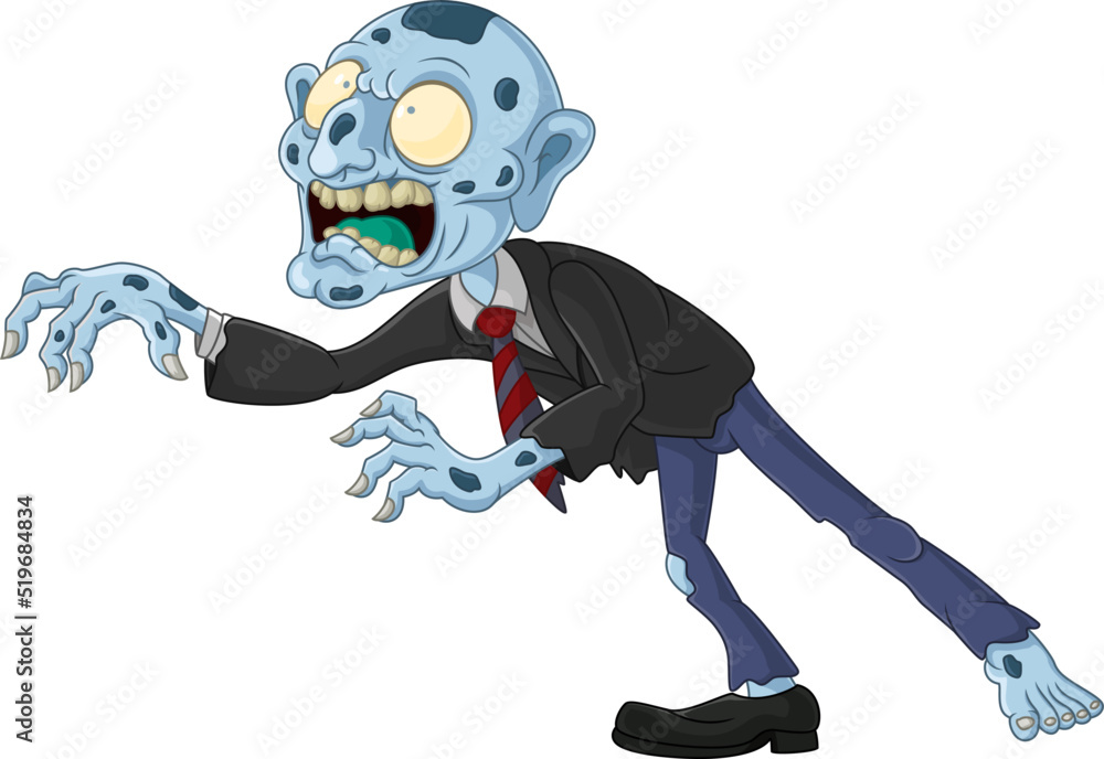Scary zombie cartoon on white background Scary zombie cartoon on white background