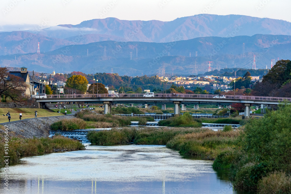 金沢の街並み・犀川大橋から眺める犀川上流