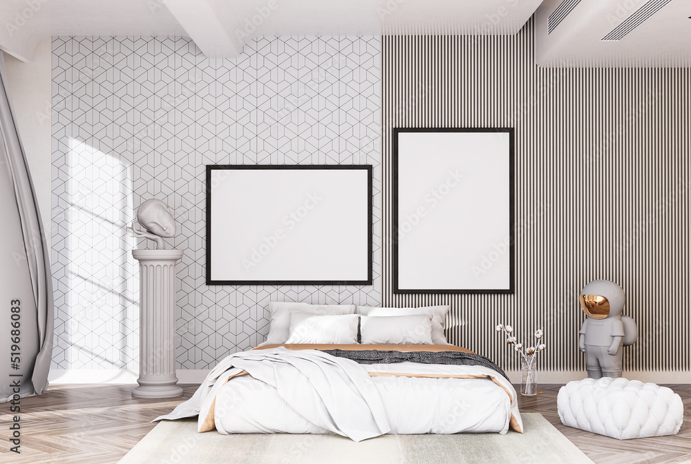 Mock up poster frame in modern interior background Mock up poster frame in modern interior background