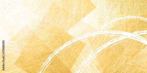 金色の和紙と筆のストローク　背景素材（アブストラクト）
