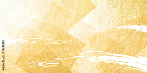 金色の和紙と筆のストローク 背景素材（アブストラクト）