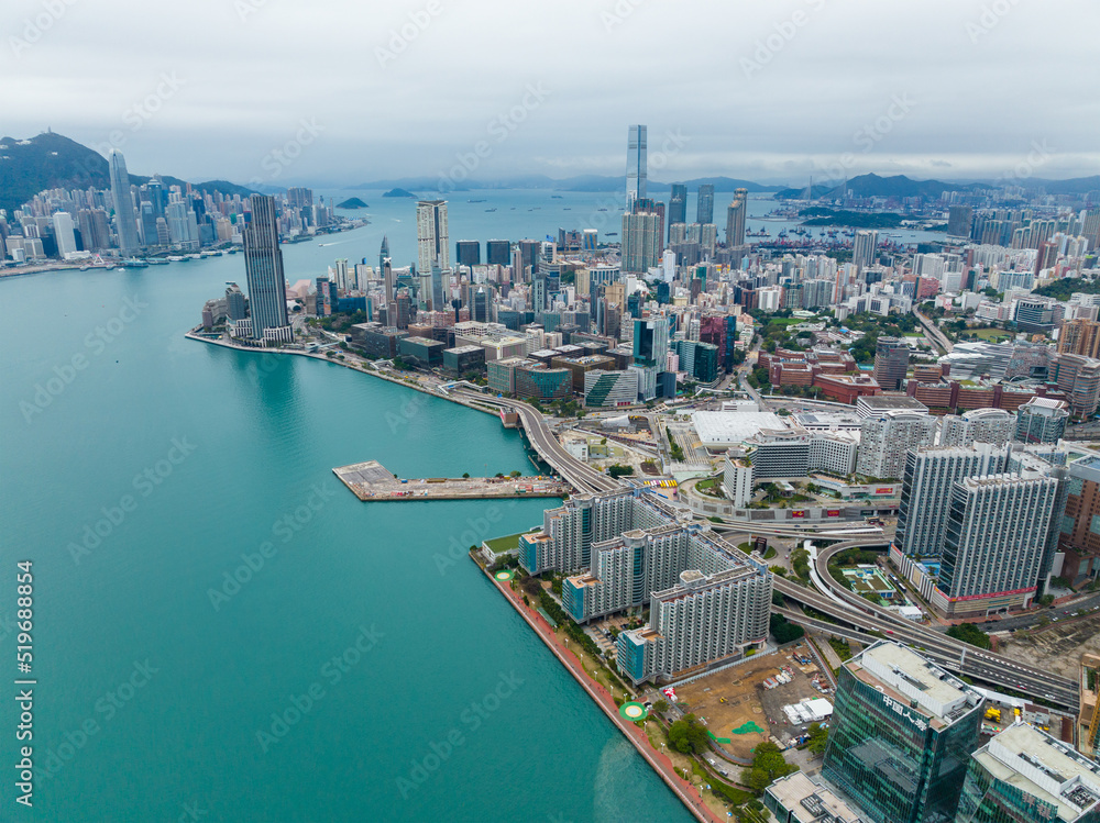 Obraz premium Top view of Hong Kong city