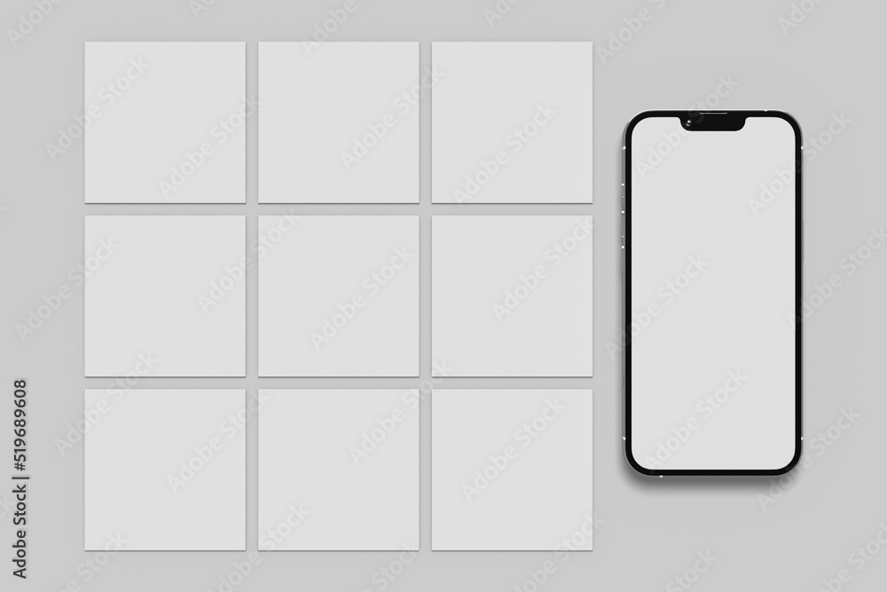 Blank phone illustration. Social media post illustration. 3D Render. Blank phone illustration. Social media post illustration. 3D Render.