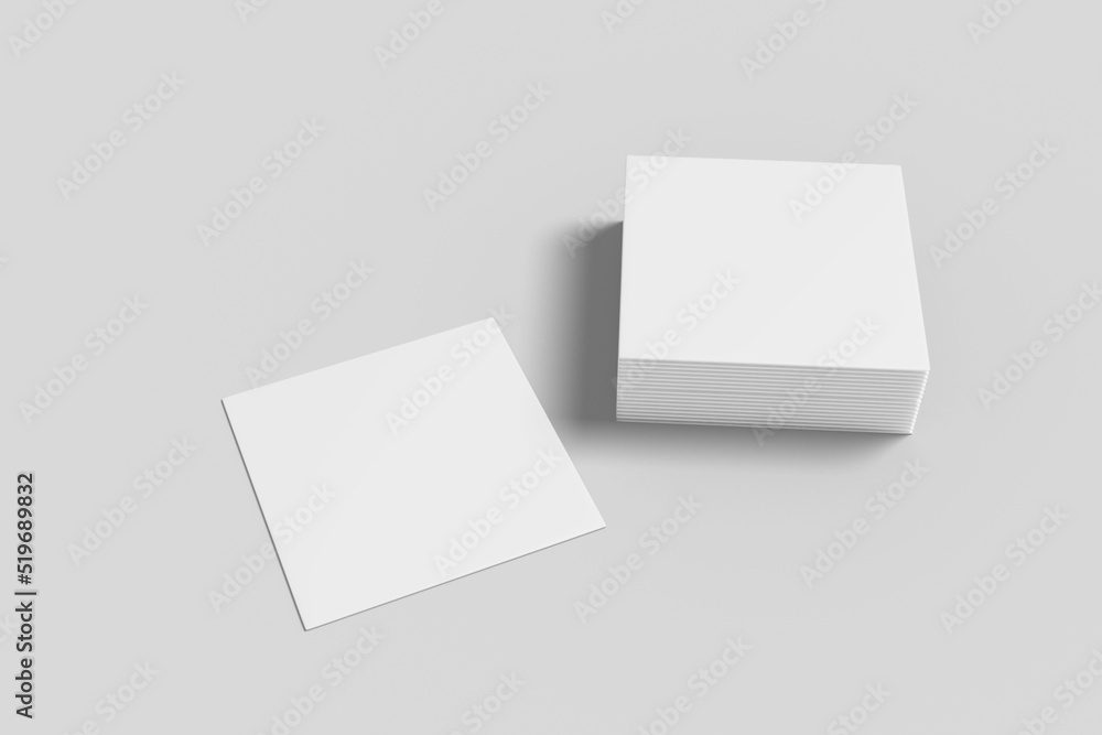 Realistic blank square card illustration for mockup. 3D Render. Realistic blank square card illustration for mockup. 3D Render.