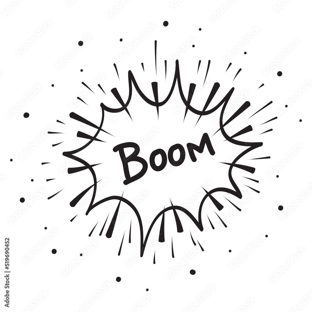 Sketch illustration of a comic explosion Sketch illustration of a comic explosion