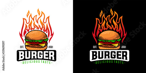 Hot Burgers Vector Logo Illustration. Modern burgers emblem. Vector art.