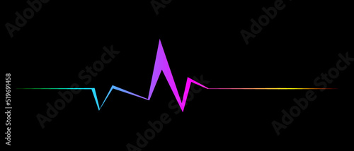 Abstract gradient heartbeat line icon isolated on black background. Vector EPS 10