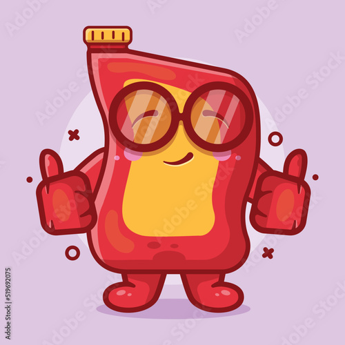 smart lubricant oil bottle character mascot with thumb up hand gesture isolated cartoon in flat style design