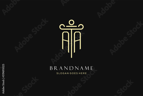 Luxury modern monogram AA logo for law firm with pillar icon design style photo