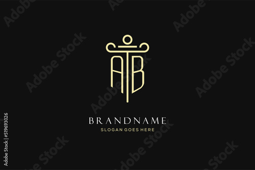 Luxury modern monogram AB logo for law firm with pillar icon design style