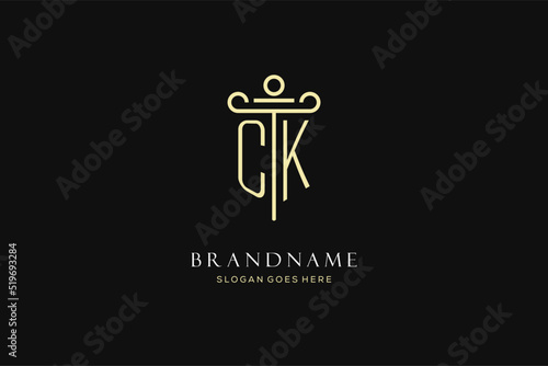 Luxury modern monogram CK logo for law firm with pillar icon design style