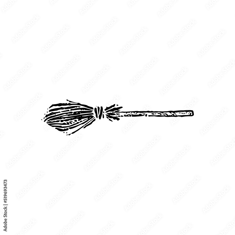 Witch Broom Dotwork. Vector Illustration of Hand Drawn Objects. Witch Broom Dotwork. Vector Illustration of Hand Drawn Objects.