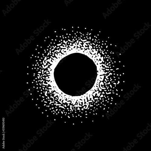 Sun Eclipse Black Dotwork. Vector Illustration of Hand Drawn Objects.