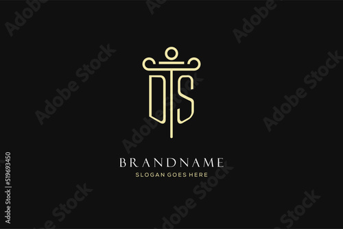Luxury modern monogram DS logo for law firm with pillar icon design style