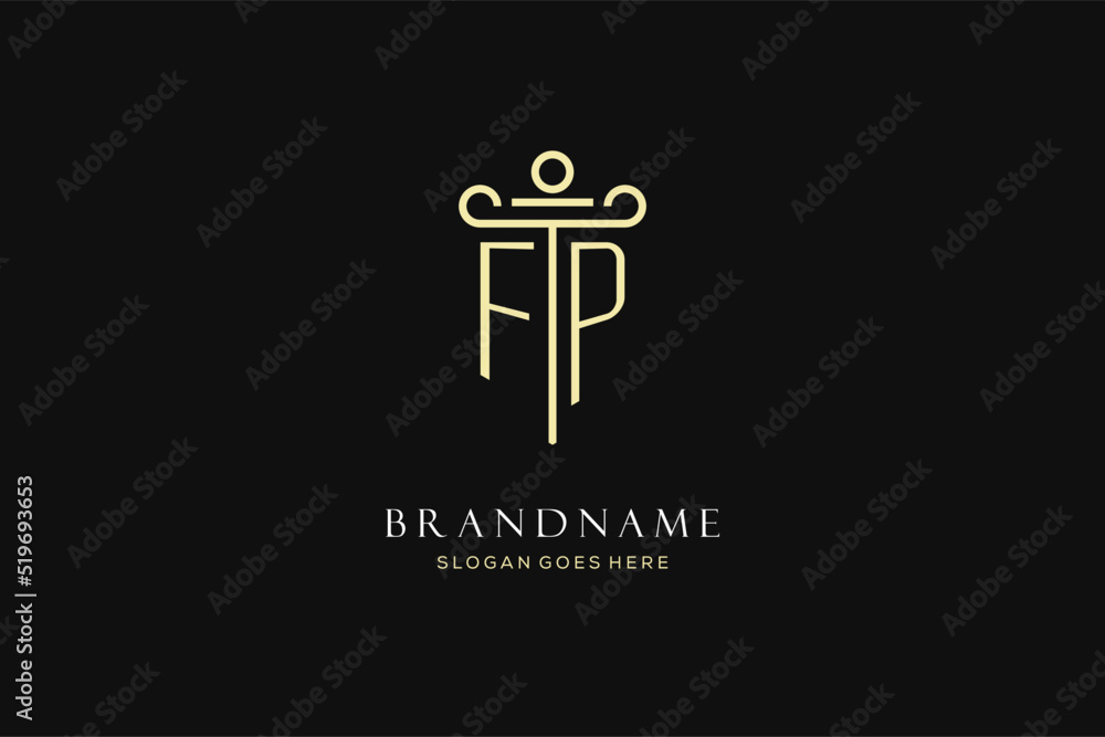 Luxury modern monogram FP logo for law firm with pillar icon design ...