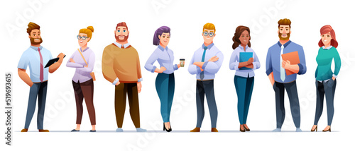 Set of business team cartoon characters