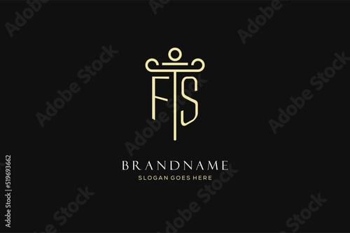 Luxury modern monogram FS logo for law firm with pillar icon design style