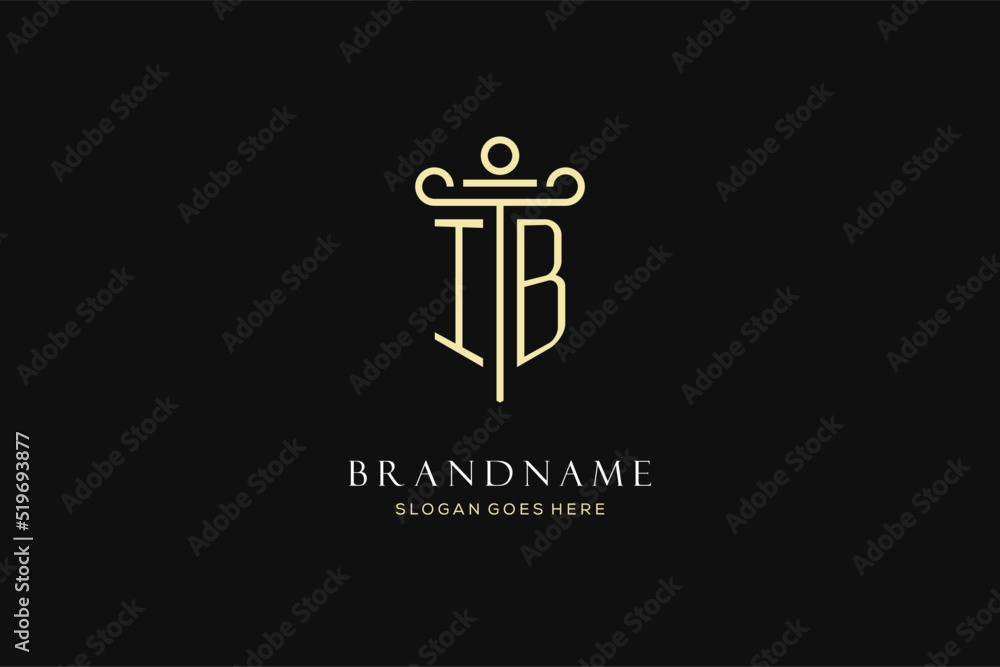 Luxury modern monogram IB logo for law firm with pillar icon design ...