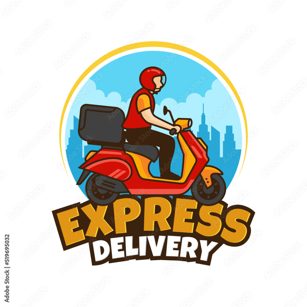 Delivery and Courier Motorbike Logo. Icon and Symbol Vector Template.
Delivery and Courier Motorbike Logo. Icon and Symbol Vector Template.