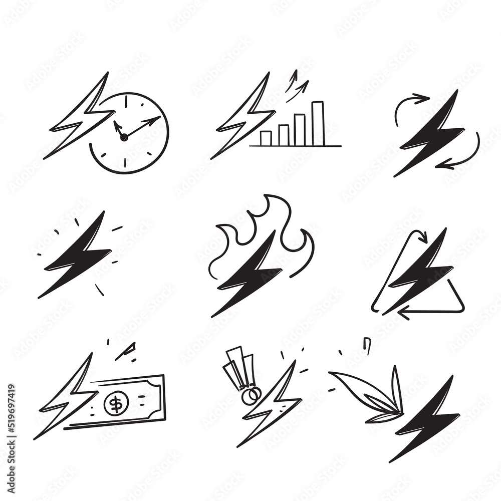 hand drawn doodle Simple Set of Energy Related illustration icon hand drawn doodle Simple Set of Energy Related illustration icon