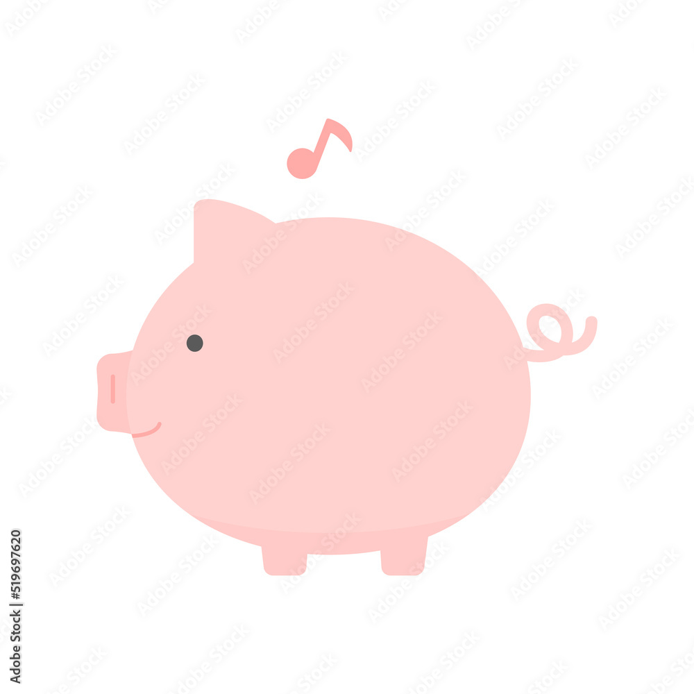 Obraz premium にこにこ笑顔のピンク色のかわいいの豚のイラスト