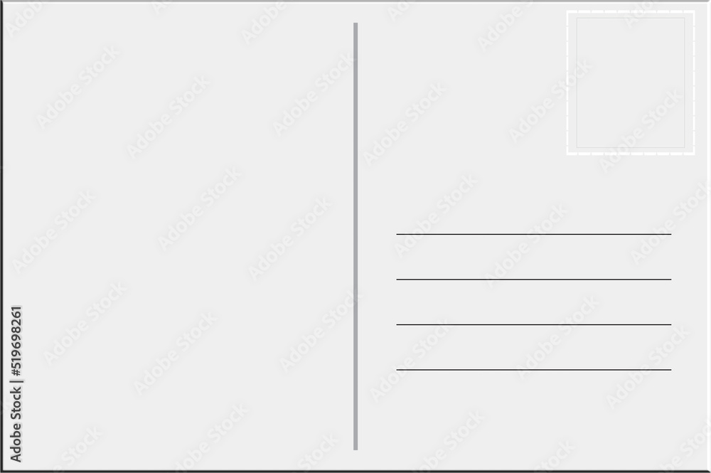 Blank postcard with paper texture. Antique postcard template. Postal card design. Blank post