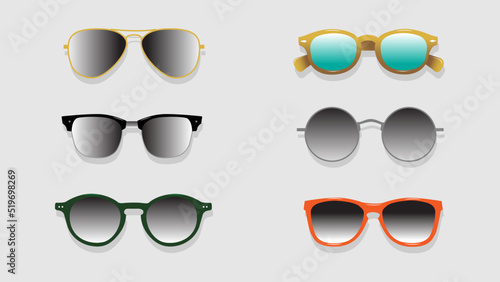 Set of vector sunglasses isolated vector illustration