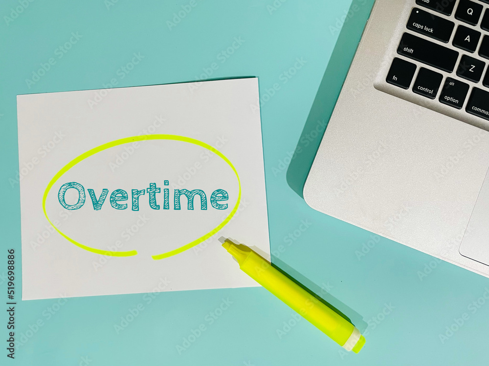 overtime text on blue background overtime text on blue background