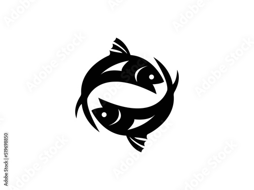 Fish Icon Vector illustration. Pisces zodiac sign horoscope symbol. emblem isolated on white background, Flat style for graphic and silhouette, logo. EPS10 black pictogram.