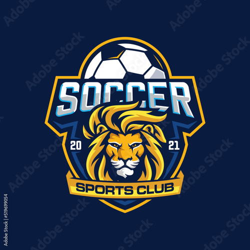 Lion Sport Football Team Badge Design Template