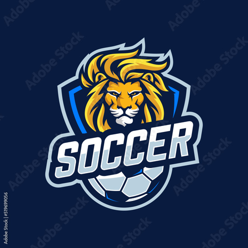 Lion Sport Football Team Badge Design Template