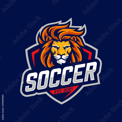 Lion Sport Football Team Badge Design Template