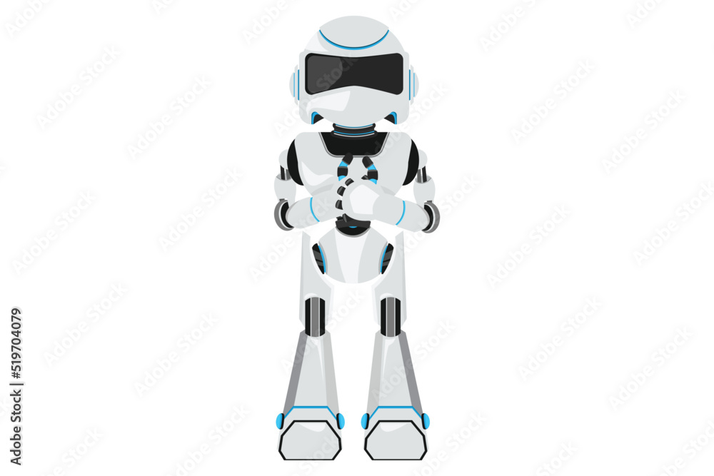Business design drawing robot with two thumbs up gesture. Deal, like, agree, approve, accept. Future technology. Artificial intelligence and machine learning. Flat cartoon style vector illustration Business design drawing robot with two thumbs up gesture. Deal, like, agree, approve, accept. Future technology. Artificial intelligence and machine learning. Flat cartoon style vector illustration